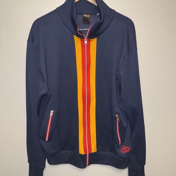 ACE Track Jacket 90's Navy Blue Red Gold Retro XLTG Men - Picture 2 of 8